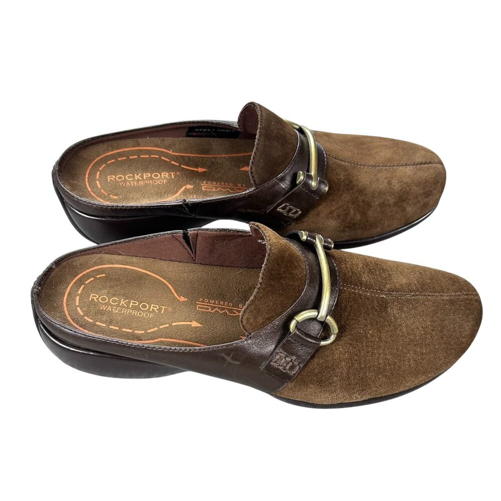 Rockport DMX Brown Suede Leather Women 10 M Waterproof Hydro-shield Shoes Slide